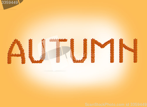 Image of inscription Autumn on the autumn leaves
