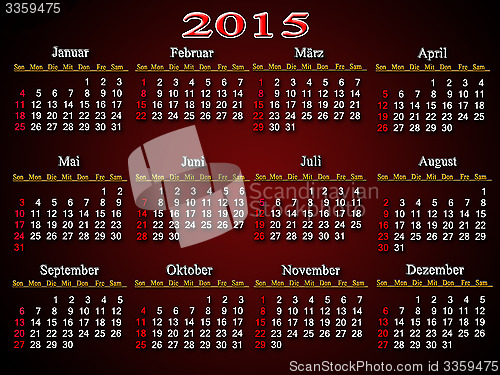 Image of claret calendar for 2015 year
