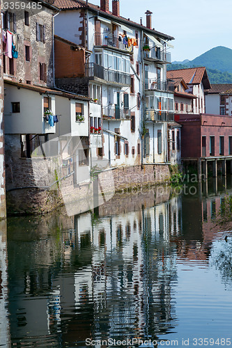 Image of Elizondo reflected in the Baztan river