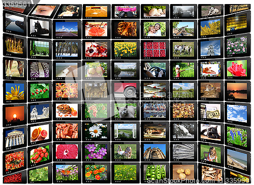 Image of black tablets with motley pictures