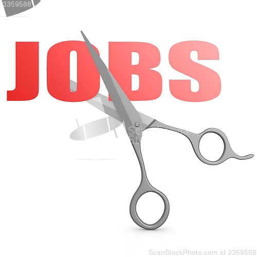 Image of Cut red jobs word with scissor