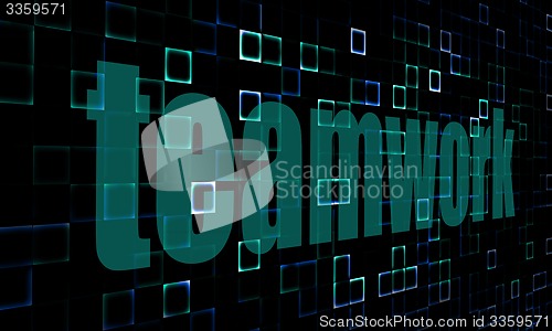 Image of Pixelated words Teamwork on digital background