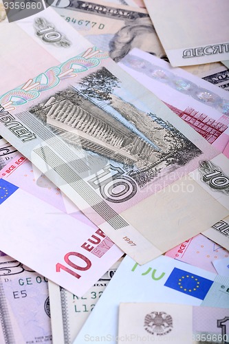 Image of Dollars, euros, russian roubles - Money of the world