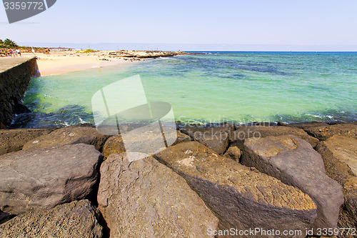 Image of white coast lanzarote  in    stone water  and  