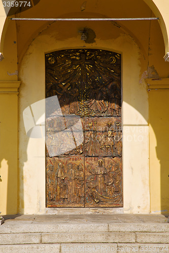 Image of door   in italy  lombardy   column  the milano  