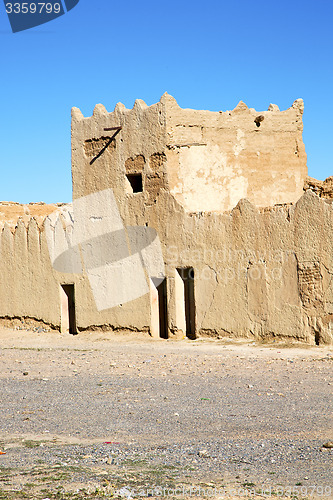 Image of hill   in morocco the old contruction          brick wall