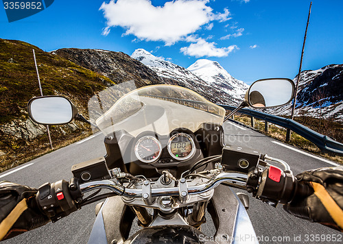 Image of Biker First-person view, mountain serpentine.