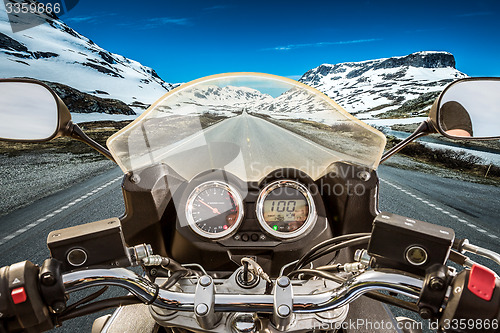 Image of Biker First-person view, mountain pass in Norway