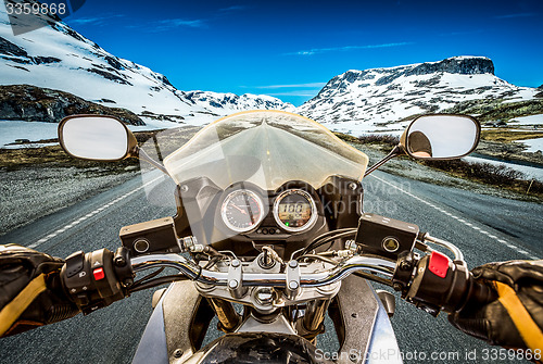 Image of Biker First-person view, mountain pass in Norway