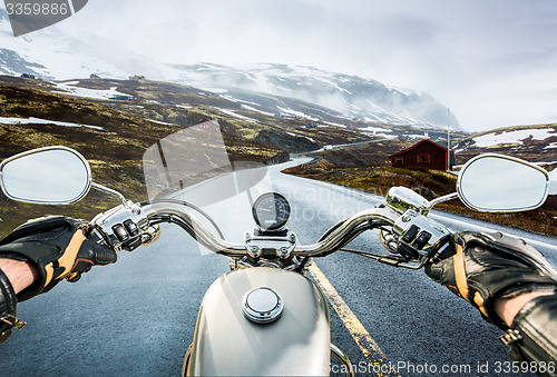 Image of Biker First-person view, mountain pass in Norway