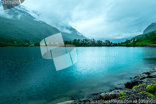 Image of Rainy landscape of Norway.