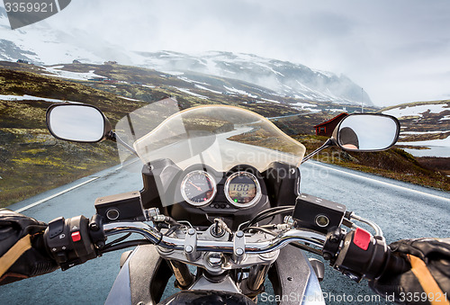 Image of Biker First-person view, mountain pass in Norway