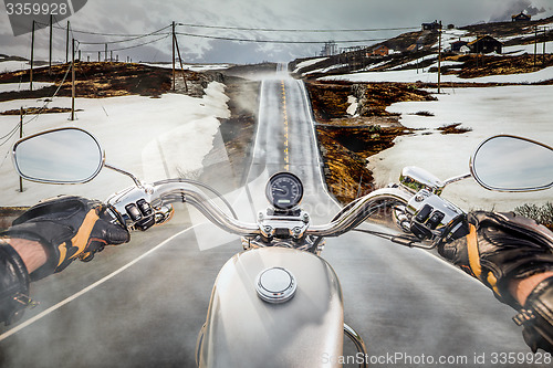 Image of Biker First-person view, mountain pass in Norway