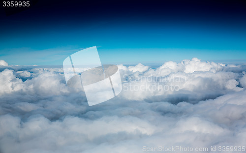 Image of bird\'s-eye view blue sky with clouds