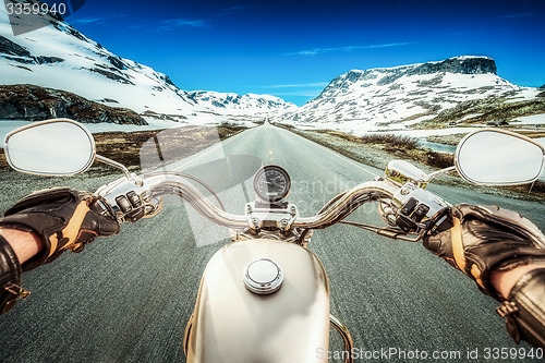 Image of Biker First-person view, mountain pass in Norway