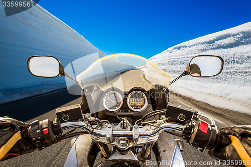 Image of Biker First-person view, mountain serpentine.