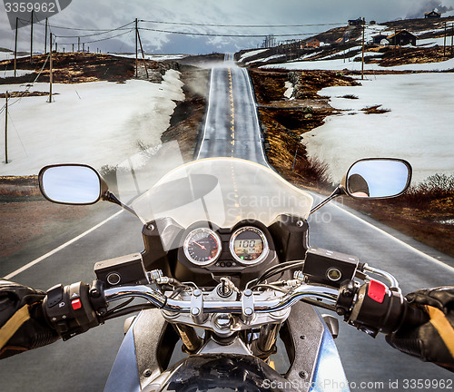 Image of Biker First-person view, mountain pass in Norway