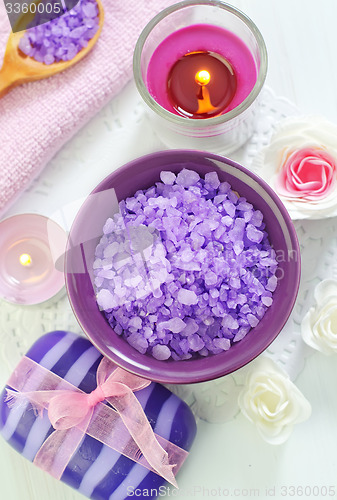 Image of sea salt, soap and candle