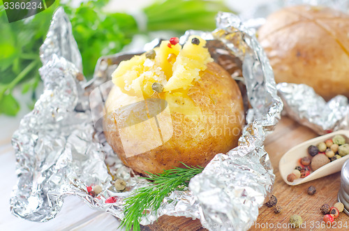 Image of baked potato in foil