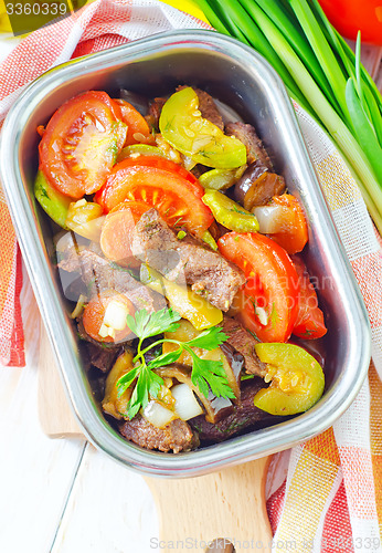 Image of baked meat with vegetables