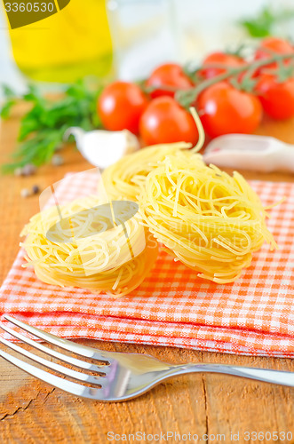 Image of raw pasta and tomato