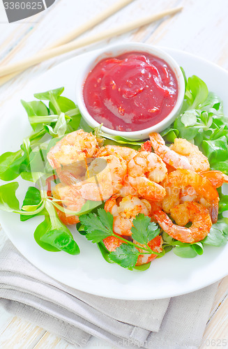 Image of Fried shrimps with sauce