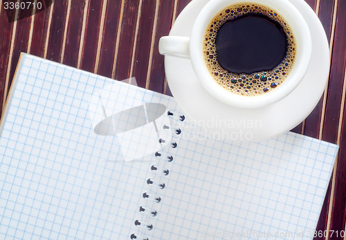 Image of coffee and note