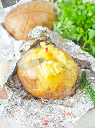 Image of baked potato in foil