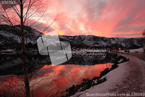 Image of Sunset at lake Nisser