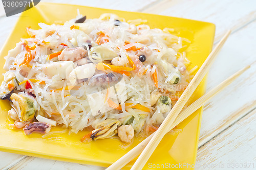 Image of rice noodle with sefood