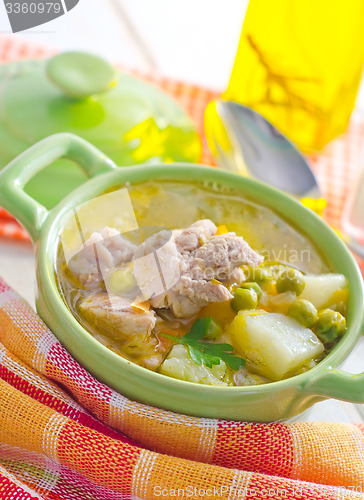 Image of Fresh soup with meat and vegetables