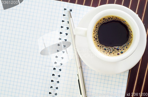 Image of coffee and note