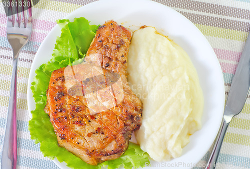 Image of steak with mashed potato