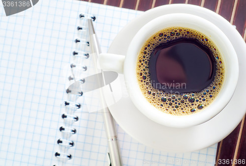 Image of coffee and note