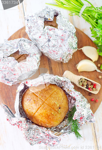 Image of baked potato in foil