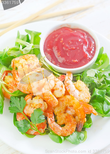 Image of Fried shrimps with sauce