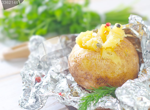 Image of baked potato in foil