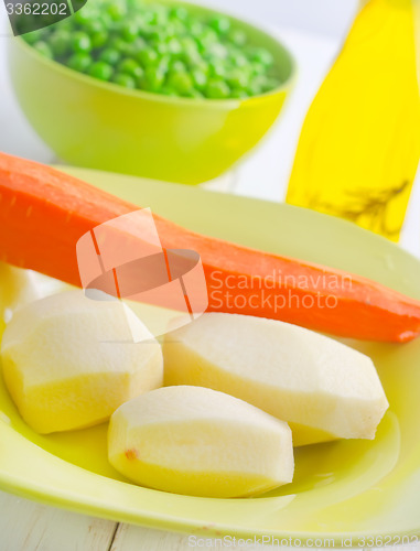Image of Fresh vegetables, raw potato and carrot