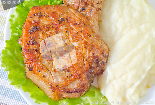 Image of steak with mashed potato