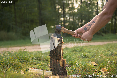 Image of Firewood and old axe