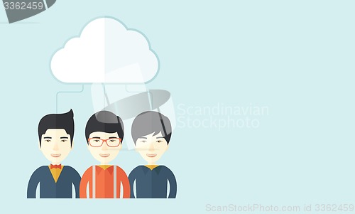 Image of Three asian men under the cloud