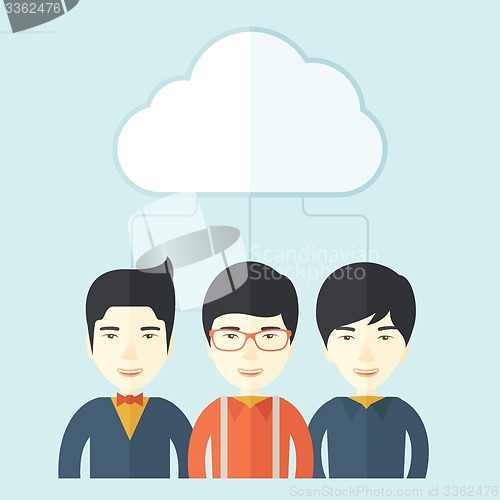 Image of Three asian men under the cloud