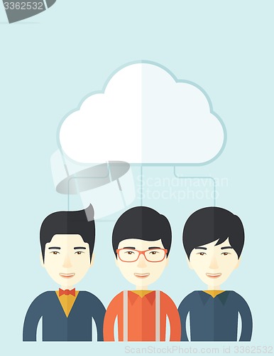 Image of Three asian men under the cloud