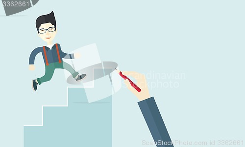 Image of Hand drawn a chinese man climbing