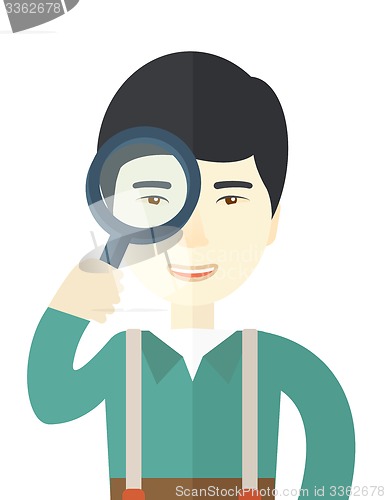 Image of Chinese man with magnifying glass.