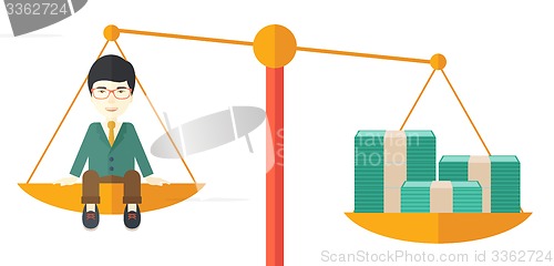 Image of Businessman on a balance scale