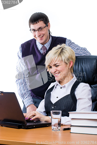 Image of Business team with laptop