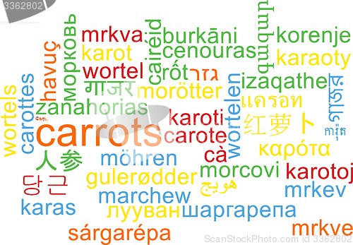 Image of Carrots multilanguage wordcloud background concept