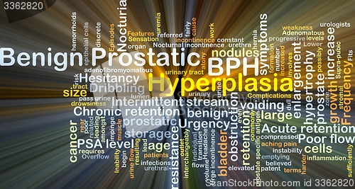 Image of Benign prostatic hyperplasia BPH background concept glowing