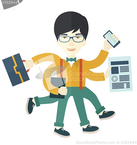 Image of Chinese guy with multitasking job.